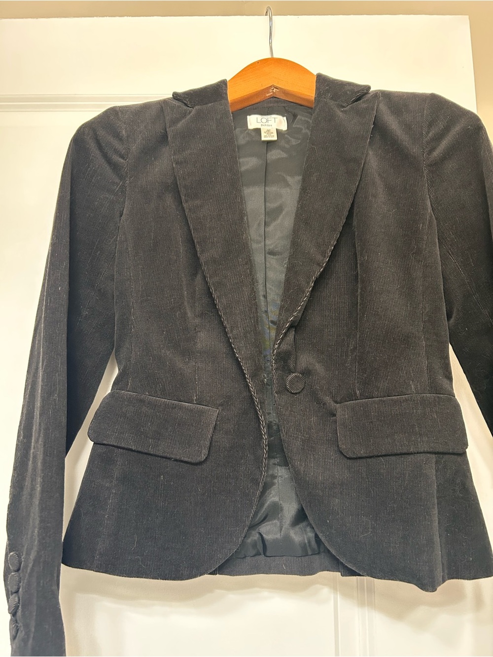 Loft Black One-button Corduroy Blazer EUC